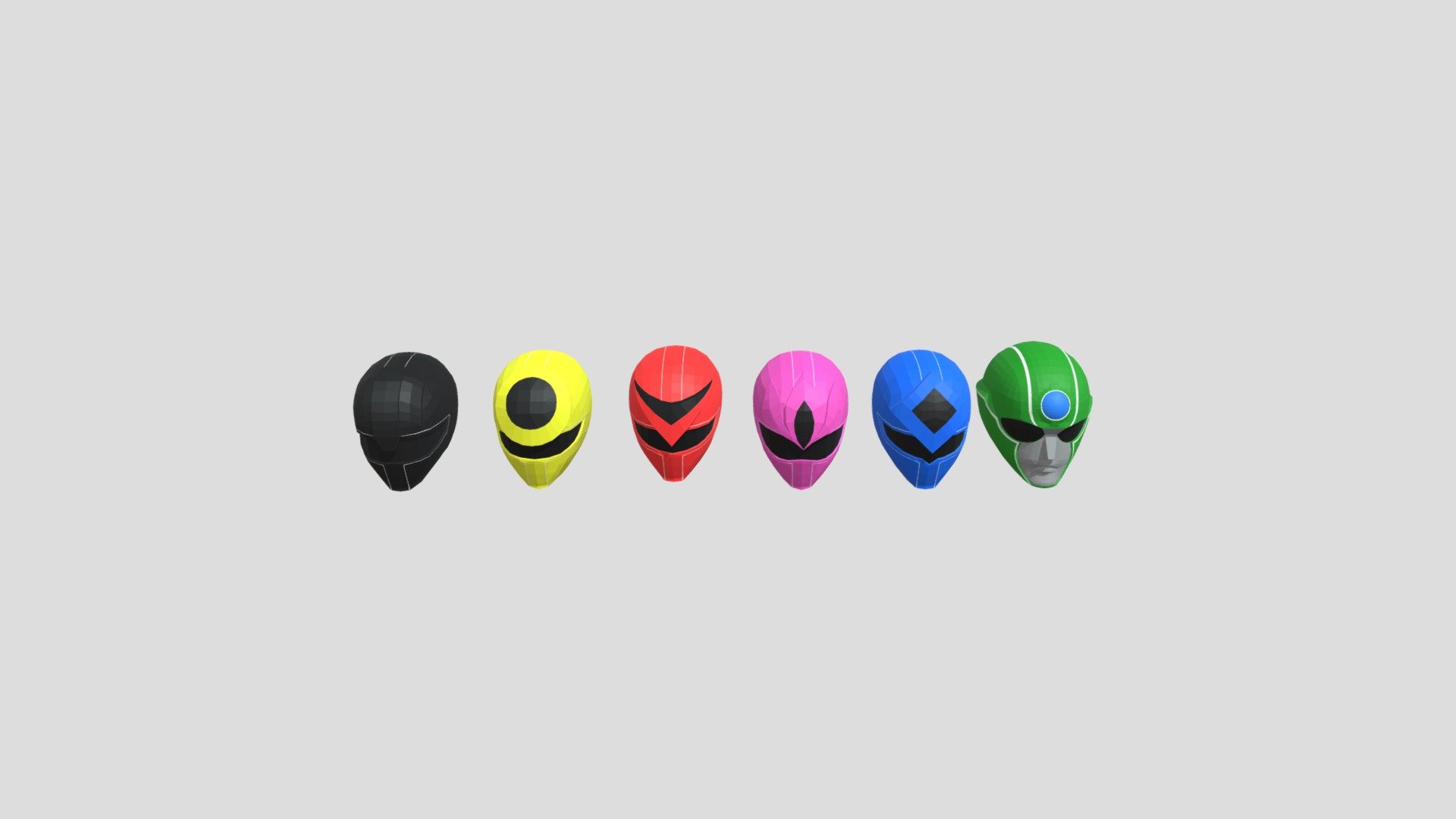 After 35 years since the end of the series, here they are to be remembered. Hikari Sentai Maskman! Aura Mask! - Hikari Sentai Maskman All Helmets - 3D model by Jonathann.Rodrigues 3d model