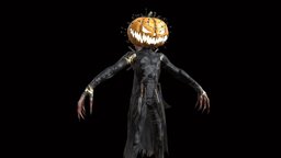 HallowMonster ancient, rpg, unreal, mystic, mutant, claws, cloak, butcher, hallowen, character, unity, game, pbr, low, poly, animation, monster, pumpkin, rigged, ghol