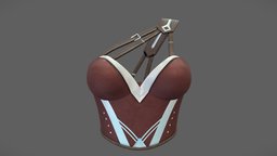 Female Warrior Armour Top greek, armour, ancient, red, leather, warrior, , girls, top, archer, combat, roman, womens, crop, pbr, low, poly, female, fantasy, steamunk