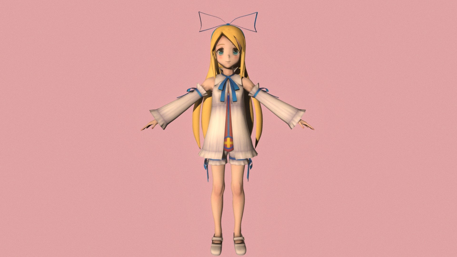T-pose rigged model of anime girl Flonne (Disgaea).

Body and clothings are rigged and skinned by 3ds Max CAT system.

Eye direction and facial animation controlled by Morpher modifier / Shape Keys / Blendshape.

This product include .FBX (ver. 7200) and .MAX (ver. 2010) files.

3ds Max version is turbosmoothed to give a high quality render (as you can see here).

Original main body mesh have ~7.000 polys.

This 3D model may need some tweaking to adapt the rig system to games engine and other platforms.

I support convert model to various file formats (the rig data will be lost in this process): 3DS; AI; ASE; DAE; DWF; DWG; DXF; FLT; HTR; IGS; M3G; MQO; OBJ; SAT; STL; W3D; WRL; X.

You can buy all of my models in one pack to save cost: https://sketchfab.com/3d-models/all-of-my-anime-girls-c5a56156994e4193b9e8fa21a3b8360b

And I can make commission models.

If you have any questions, please leave a comment or contact me via my email 3d.eden.project@gmail.com 3d model