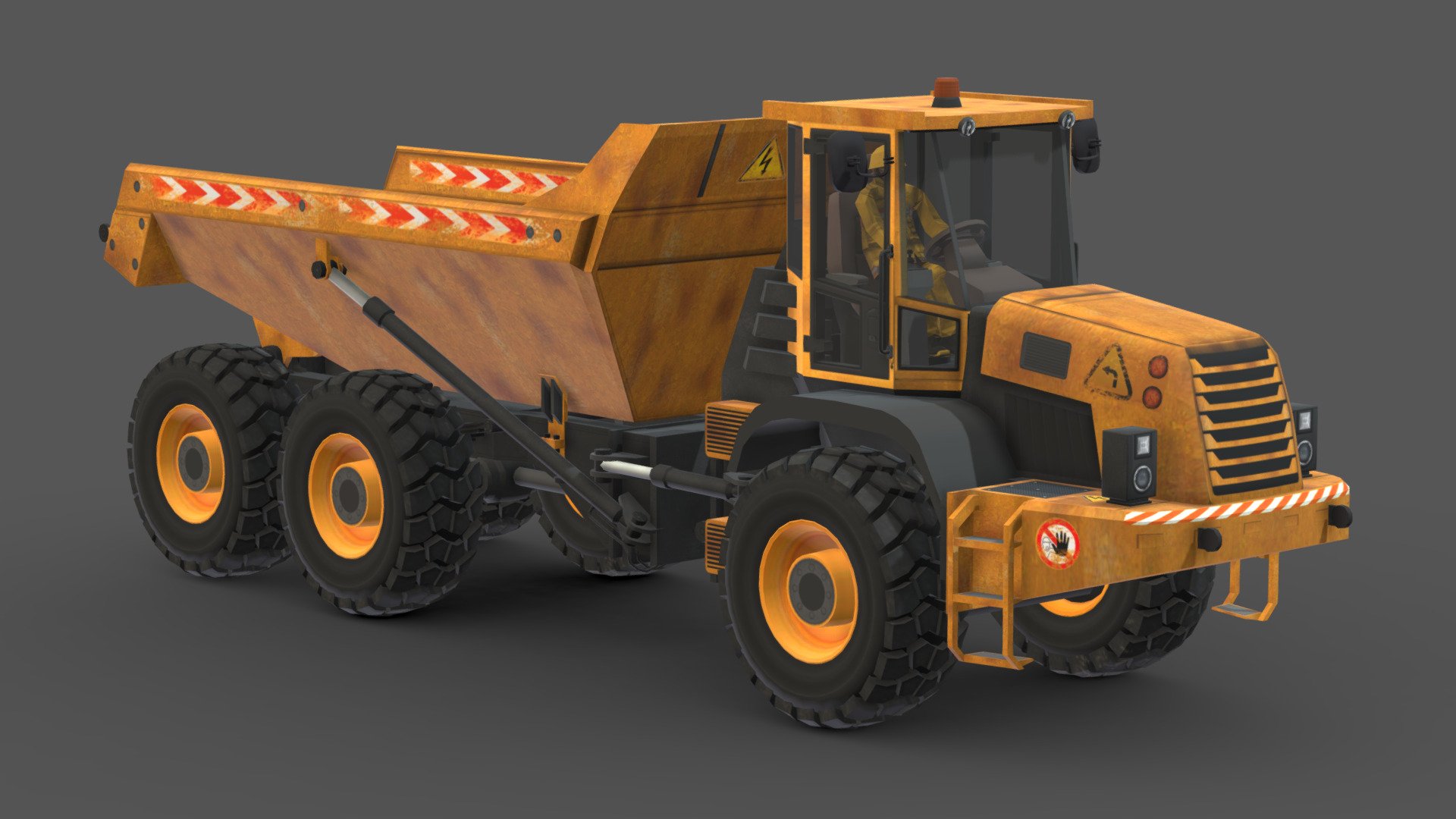 Dump Truck


You can use these models in any game and project.

This model is made with order and precision.

Separated parts (body. wheels).

Very Low- Poly

Average poly count: 15,000 tris.

Texture size: 2048 / 1024 / 512 / 256 (BMP).

Number of textures: 4.

Number of ingredients: 3.

Format: fbx.
 - Dump Truck - Buy Royalty Free 3D model by Sidra (@Sidramax) 3d model