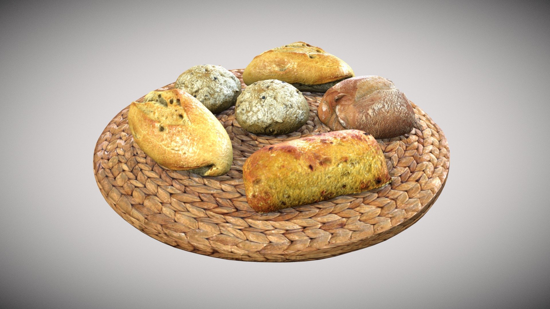 Buon Appetito - Composition Bread on Table - Buy Royalty Free 3D model by Francesco Coldesina (@topfrank2013) 3d model