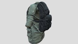 Female Open Front Coat With Backpack green, camping, kids, winter, front, university, fashion, urban, girls, jacket, open, clothes, with, explorer, travel, coat, combat, a, realistic, real, casual, womens, highschool, outfit, wear, trekking, archeologist, khaki, backback, pbr, low, poly, military, city, student, street, black, scientiest, femael