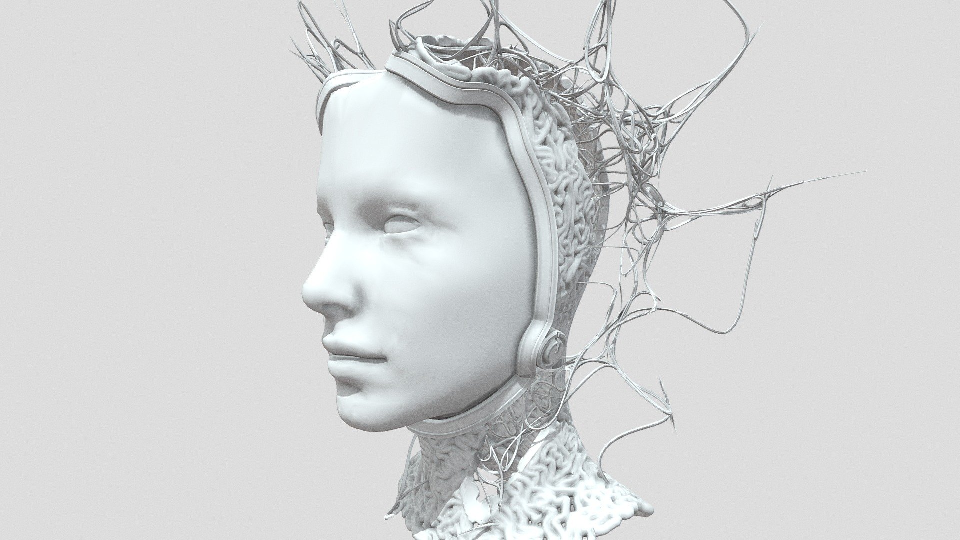 Crown revealing the bio material of our queen, sculpture made with procedurally in HoudiniFx using the Vex shader language 3d model