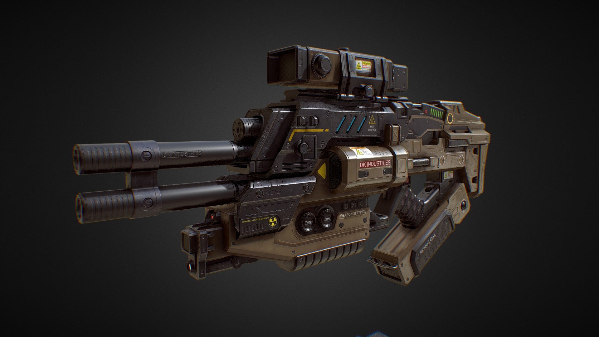 PBR Modular Plasma Gun from Sci-Fi weapon pack on unity assetstore (PBR SciFi Weapons v1) with movable parts and hires textures - PBR Assault Plasma Gun (from Sci-Fi weapon pack) - 3D model by Dmitrii_Kutsenko (@Dmitrii_Kutcenko) 3d model