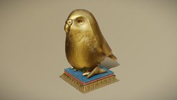 Kakapo Figurine bird, figurine, pbr, lowpoly, gameasset, gold, kakapo, noai