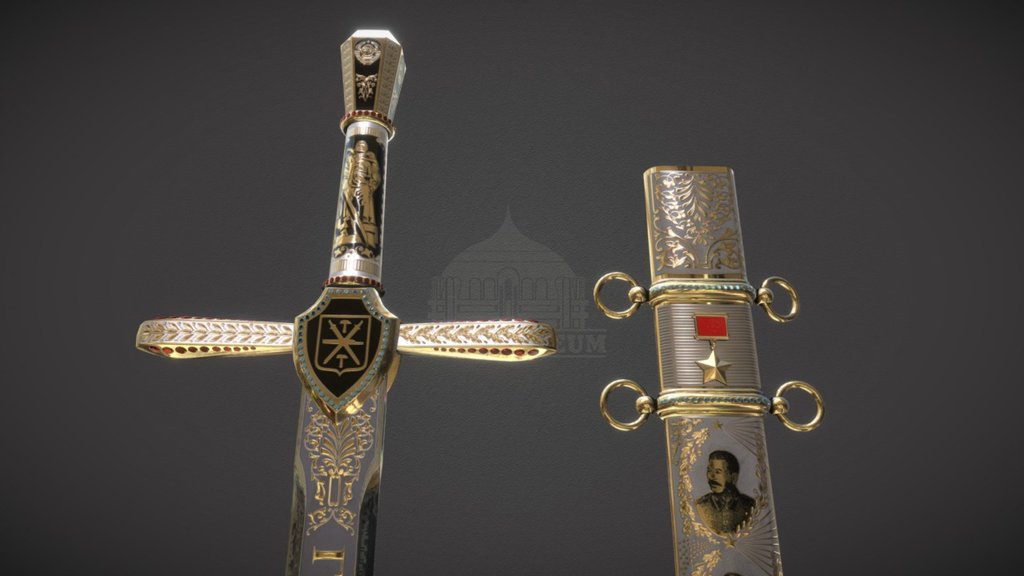The Sword was ceremonially gifted to the Tula state arms museum on 7th May 2015 marking the 70th anniversary of the victory in Great Patriotic War (WWII). Along with Tula 8 more Hero cities have received such a sword made in Zlatoust arms factory.

Country: Russia

City: Zlatoust

Manufacturer: Zlatoust Arms Plant

Time of production: 2015

Total length, sm: 155

Blade length, sm: 120

This sword was modelled in 3DsMAX and textured using Quixel Suite 2.0 by Mikhail Kadilnikov - The Sword Of Victory - Download Free 3D model by Arms Museum (@ArmsMuseum) 3d model