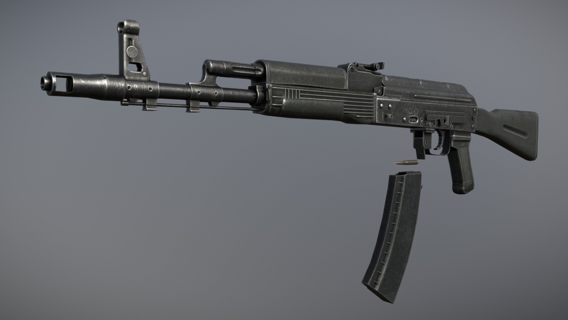 lowpoly gameready model of russian kalashnikov assault rifle model 1974 - AK 74M - 3D model by owlmadmax 3d model