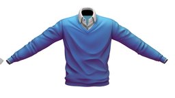 Cartoon High Poly Subdivision Sweater Blue