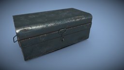 Iron trunk box trunk, metal, box, lowpoly, gamingasset, peti, iron-trunk