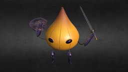 Onion Knight armor, cute, onion, substancepainter, substance, maya, character, game, sword, shield, knight