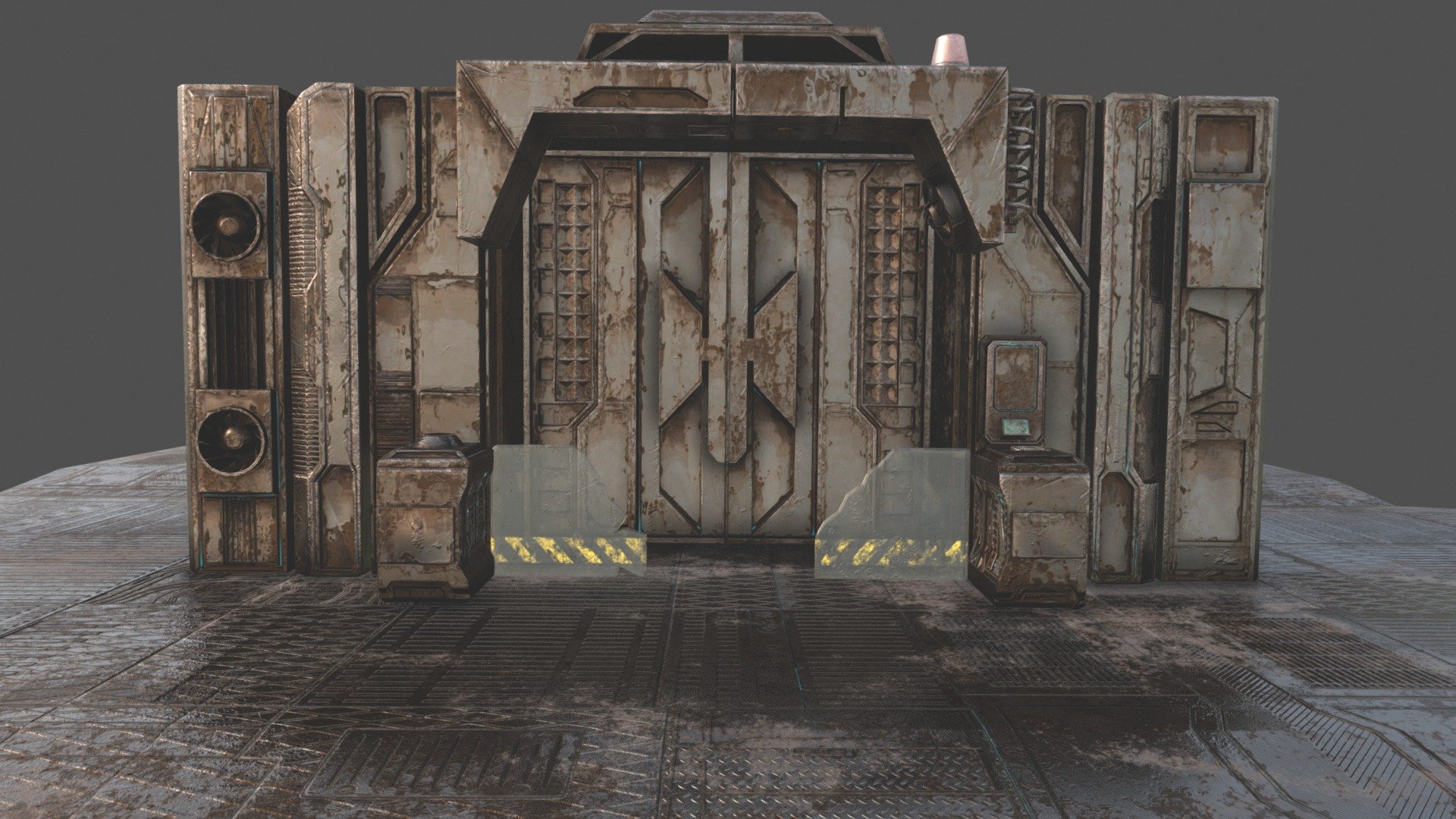 SCI-FI ENTRANCE 

4K PBR TEXTURE FLOOR 

4K PBR TEXTURE GATE

DIMENSION:        LENGTH:2516         WIDTH:3260      HEIGHT:830

POLYGON COUNTS: 4606 faces   4847 vertices

As a hard surface artist,  I really enjoy creating a small piece of environment with lots of details.creating this sci-fi entrance  was a hell of a fun this one is apocalypse version with no animtion and no emmisive an no light. full version with holograms and animation will be availbale in the store . i really hope you like this model cheers;)

see the full version with animation http://adriancgmask.com/portfolio-item/sci-fi-entrance/

please visit my website: adirancgmask.com

www.artstation.com/adriancgmask - SCI-FI ENTRANCE APOCALYPSE - Download Free 3D model by Adriancgmask 3d model