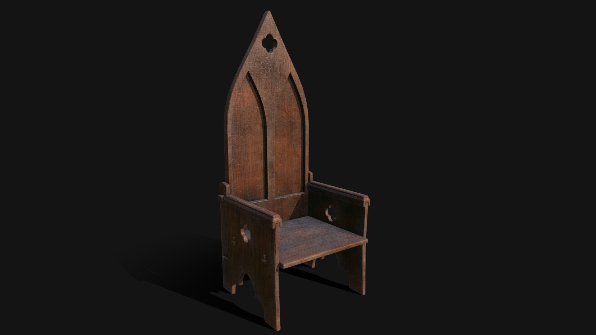 Gothic  Medieval Chair 3D Model. This model contains the Gothic  Medieval Chair itself 

All modeled in Maya, textured with Substance Painter.

The model was built to scale and is UV unwrapped properly

⦁   4220 tris. 

⦁   Contains: .FBX .OBJ and .DAE

⦁   Model has clean topology. No Ngons.

⦁   Built to scale

⦁   Unwrapped UV Map

⦁   4K Texture set

⦁   High quality details

⦁   Based on real life references

⦁   Renders done in Marmoset Toolbag

Polycount: 

Verts 2208

Edges 4546

Faces 2356

Tris 4220

If you have any questions please feel free to ask me 3d model