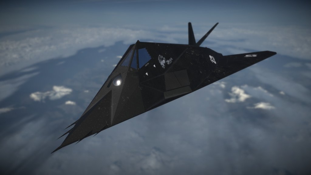 The Lockheed F-117 Nighthawk is a single-seat, twin-engine stealth attack aircraft that was developed by Lockheed's secretive Skunk Works division and operated by the United States Air Force.

A stealth fighter designed to avoid radar signals 3d model