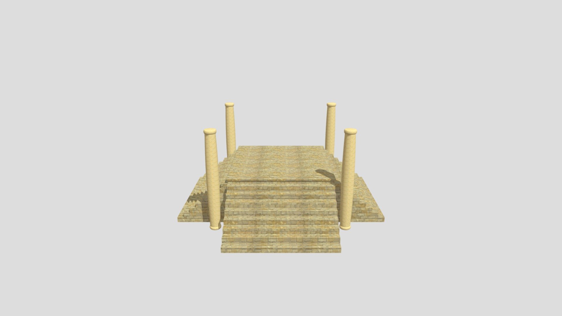 A set of four stairs leading to a central platform. Part of a set of Egyptian models - Egyptian Grand Steps - Download Free 3D model by The Elliseran Modeller (@kenlong) 3d model