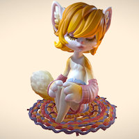 sitting kitty cute, nice, colored, cartoon, zbrush, stylized, highpoly
