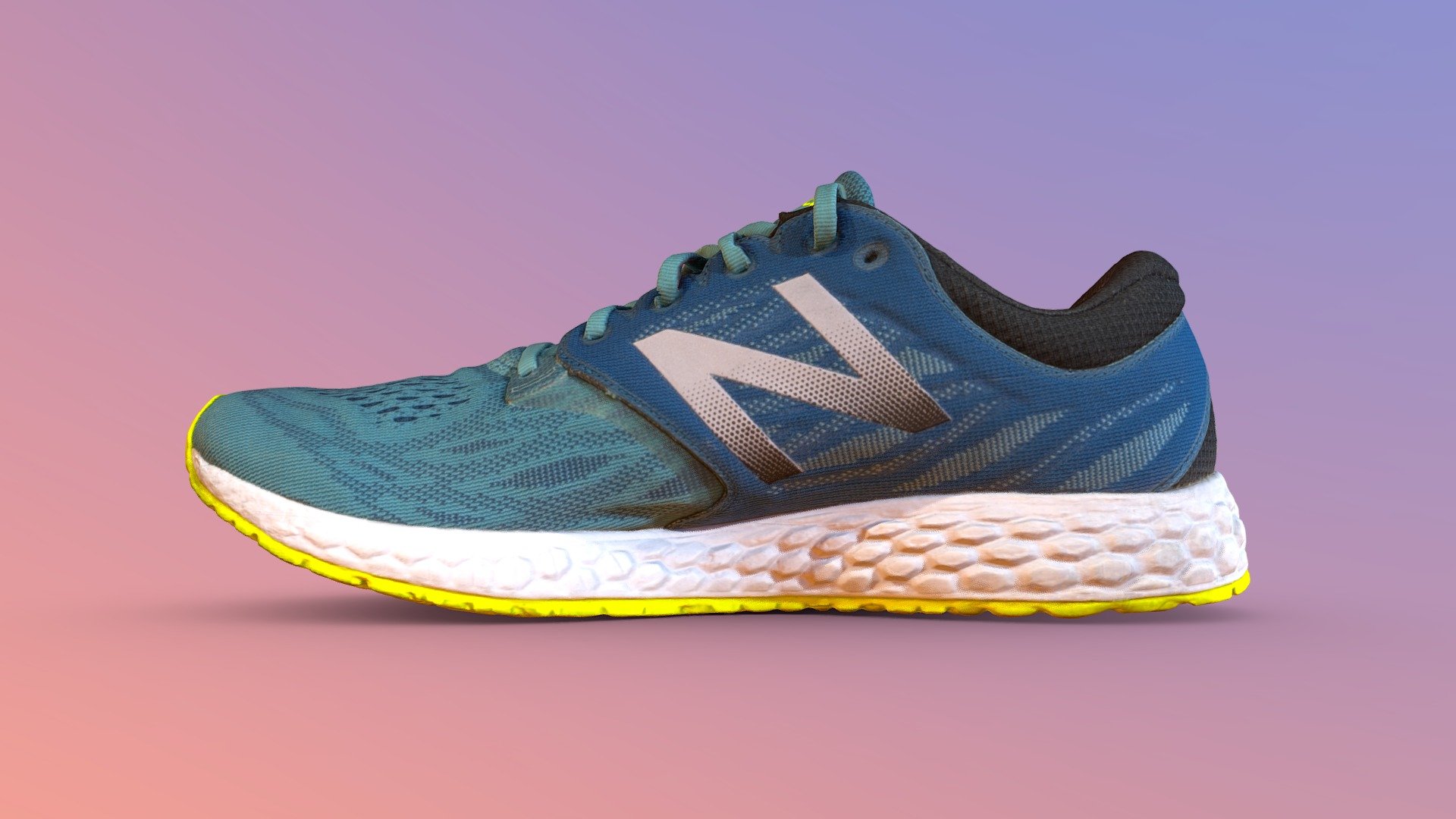 single camera 3D scan of a New Balance running sneaker

Retopologized to efficient quads, UVs and re-projected texture

All textures are 8192x8192 pixels - New Balance Fresh Foam Zante v3 - Buy Royalty Free 3D model by omegadarling 3d model