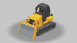 Voxel Bulldozer bulldozer, truck, heavy, construction-vehicles, low-poly, game, vehicle, voxel, construction, magicavoxel