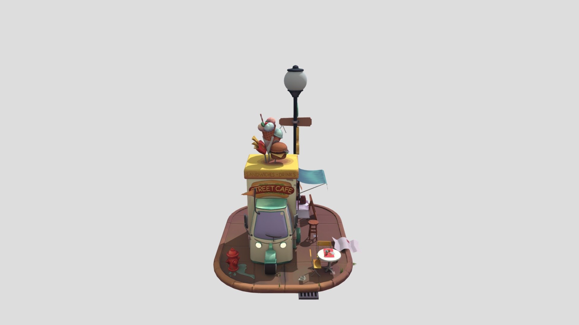 Street cafe - 3D model by FioreDiMatteo 3d model