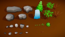 Environment Pack trees, tree, grass, pine, rocks, unreal, elm, pack, cliff, foliage, trunk, nature, bush, stump, cliffs, gradient, low-poly-model, pine-tree, unity, low-poly, blender, lowpoly, low, poly, gameasset, leaves, gameready