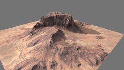 Desert Mesa Terrain landscape, terrain, mesa, desert, geology, earth, hot, cliff, sun, realistic, nature, cliffs, arid, rock, environment, rockslide, noai