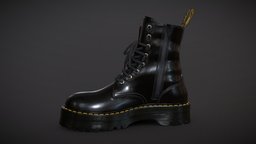 Dr Martens Jadon style, leather, high, platform, textures, punk, fashion, production, obj, shoes, boots, 4k, fbx, womens, ue4, character, game, pbr, lowpoly, clothing