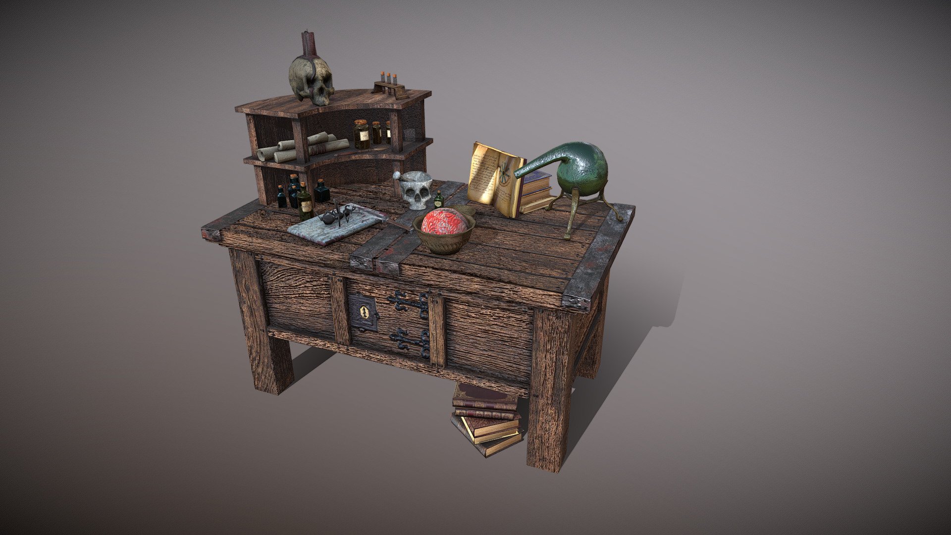 Wizard Table with props - Wizard Table - Download Free 3D model by Asylum Nox (@peter.pottiez) 3d model