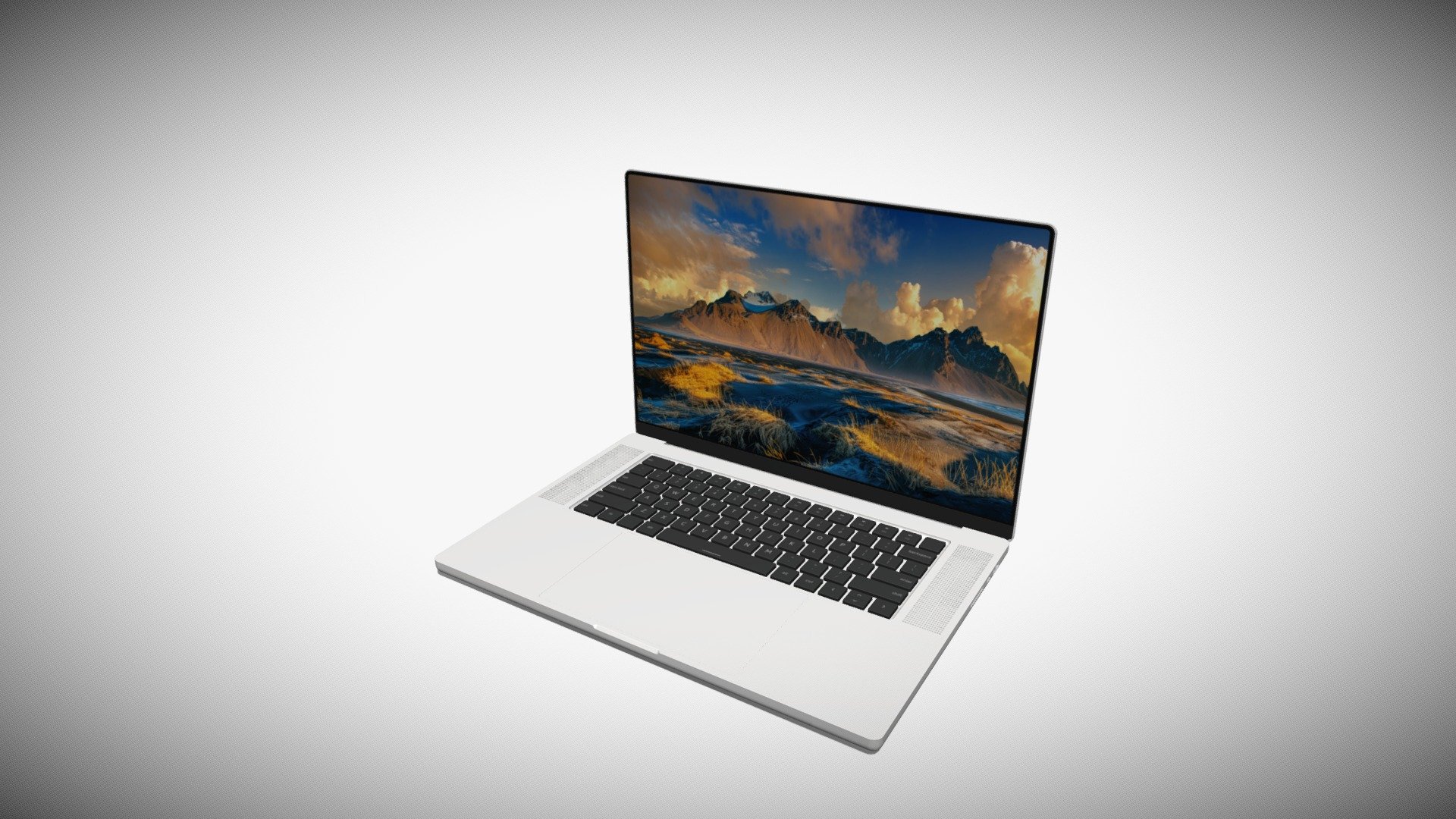 Detailed model of a white laptop, modeled in Cinema 4D.The model was created using approximate real world dimensions.

The model has 51,279 polys and 52,613 vertices.

An additional file has been provided containing the original Cinema 4D project files with both standard and v-ray materials, textures and other 3d export files such as 3ds, fbx and obj 3d model