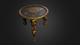 Table of Temptation table, marble, pbr, skull, stylized, gold