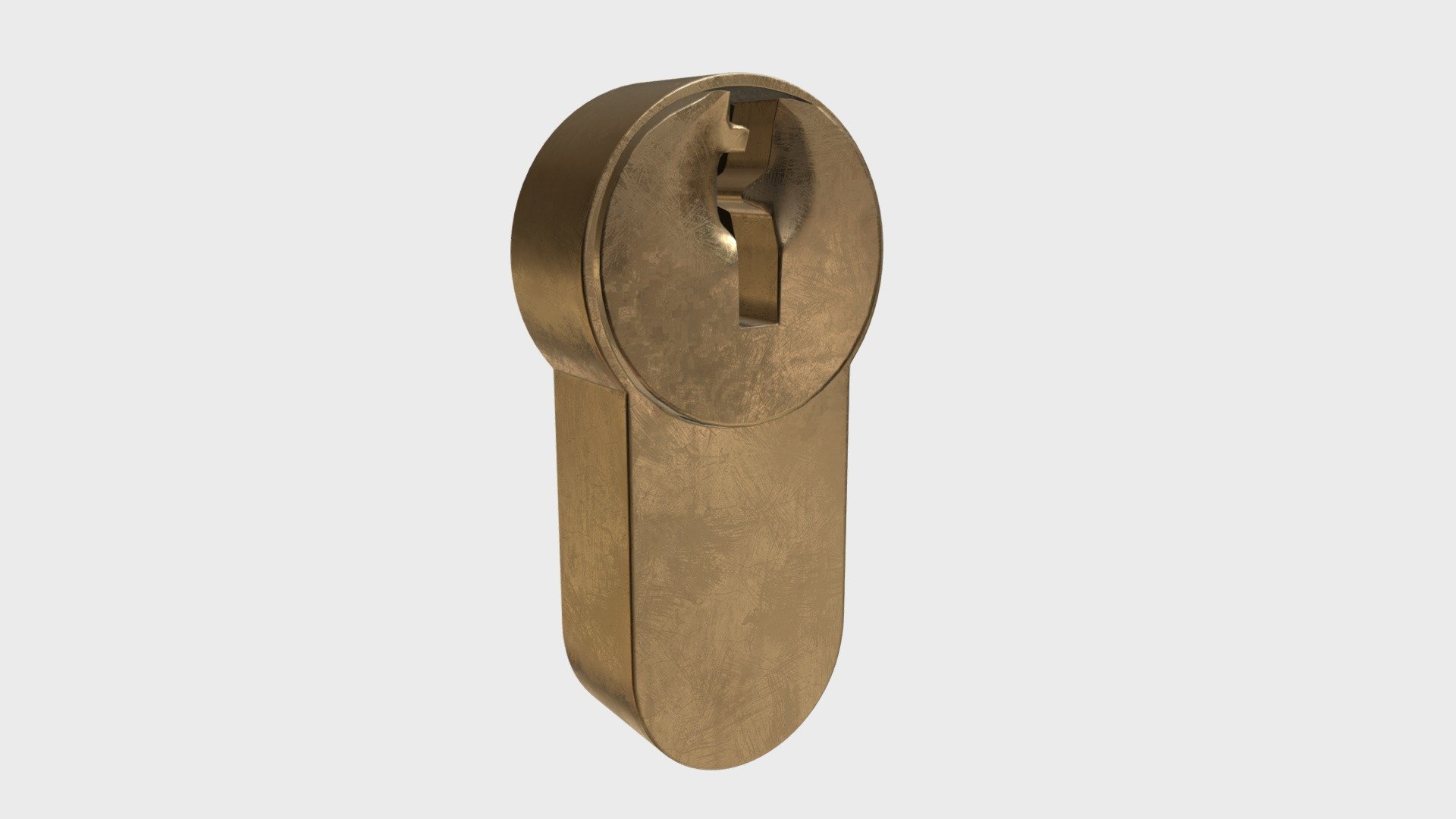 === The following description refers to the additional ZIP package provided with this model ===

Key hole detail 3D Model, nr. 2 in my collection. 2 individual objects (base, rotating part), sharing the same non overlapping UV Layout map, Material and PBR Textures set. Production-ready 3D Model, with PBR materials, textures, non overlapping UV Layout map provided in the package.

Quads only geometries (no tris/ngons).

Formats included: FBX, OBJ; scenes: BLEND (with Cycles / Eevee PBR Materials and Textures); other: 16-bit PNGs with Alpha.

2 Objects (meshes), 1 PBR Material, UV unwrapped (non overlapping UV Layout map provided in the package); UV-mapped Textures.

UV Layout maps and Image Textures resolutions: 2048x2048; PBR Textures made with Substance Painter.

Polygonal, QUADS ONLY (no tris/ngons); 3719 vertices, 3591 quad faces (7182 tris).

Real world dimensions; scene scale units: cm in Blender 3.6.1 LTS (that is: Metric with 0.01 scale).

Uniform scale object (scale applied in Blender 3.6.1 LTS) 3d model