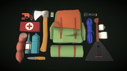 survival kit set, backpack, backpacks, axe, post-apocalyptic-apocalypse