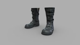 Modern Rider Boots leather, winter, snow, biker, boots, rider, climbing, combat, realistic, real, cool, pbr, low, poly, sci-fi, futuristic, female, male, black, space