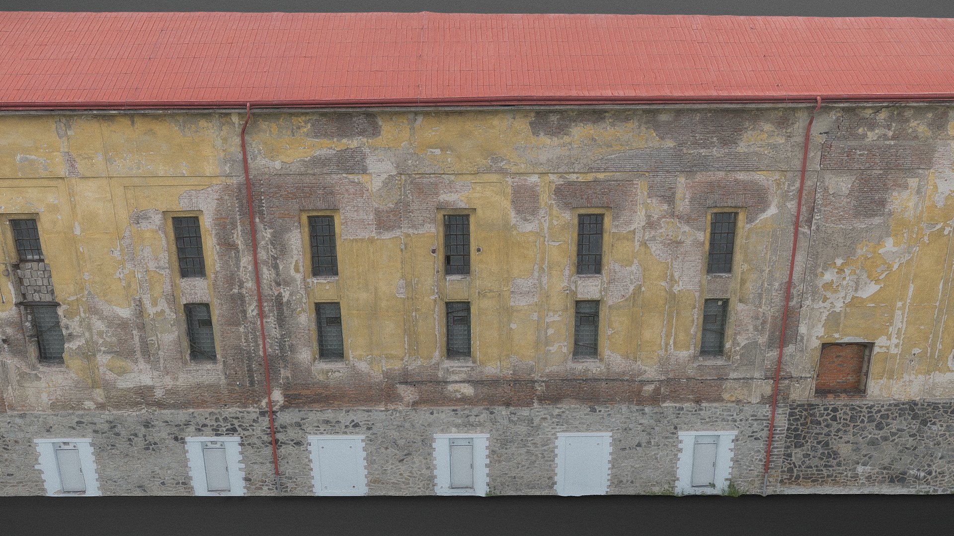 Historic old Early 20th century ruined derelict abandoned port dock house building facade scene 3D model 

photogrammetry scan (120x36MP), 3x8K texture - Old dock facade - Buy Royalty Free 3D model by matousekfoto 3d model