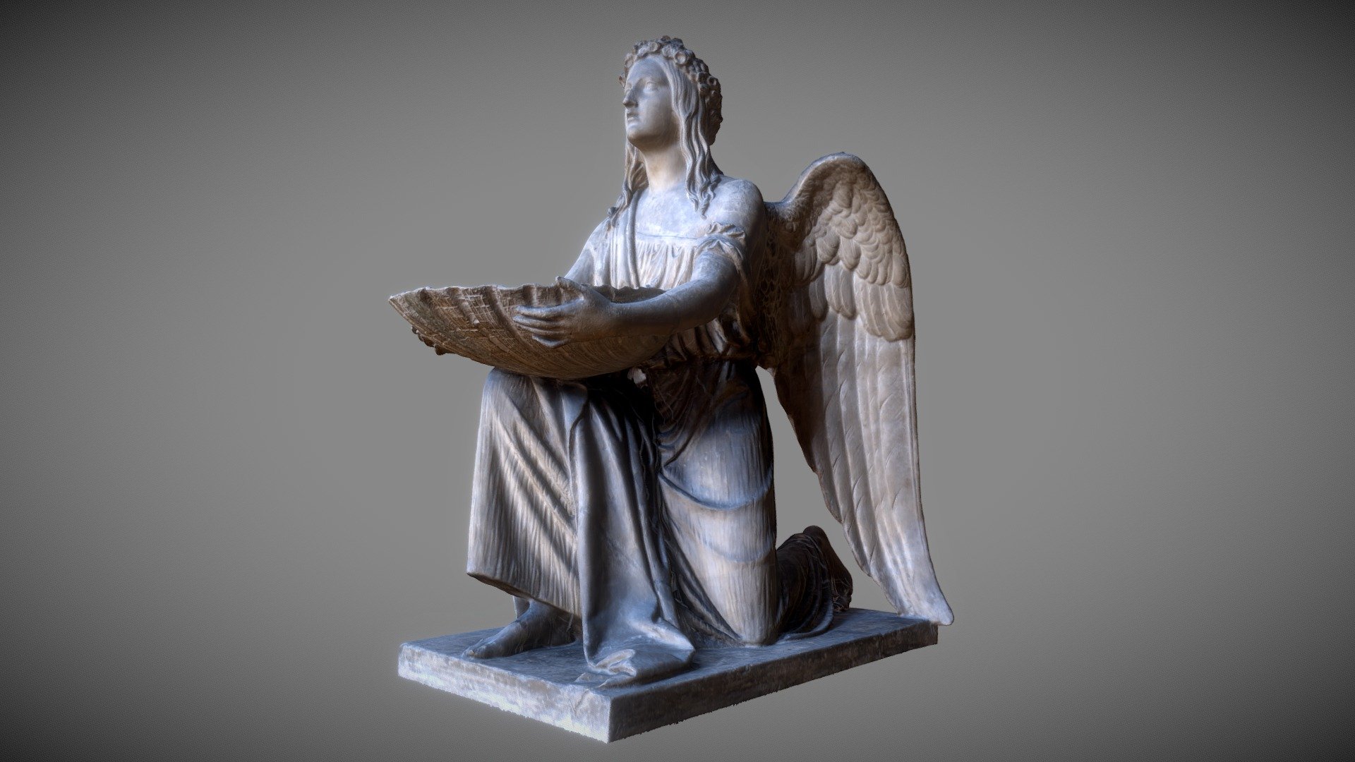 Baptismal Angel kneeling (1827-1828), Bertel Thorvaldsen, marble , Church of Our Lady (Copenhagen), Thorvaldsen Museum (Copenhagen, Denmark). Made with Memento Beta (now Remake) from Autodesk.

PS: Somebody does have more information about this sculpture? - Baptismal Angel kneeling - Buy Royalty Free 3D model by Geoffrey Marchal (@geoffreymarchal) 3d model