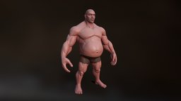 Stylized Fat Man Anatomy Game Model basemesh, fat, anatomy-human, stylizedcharacter, man, male