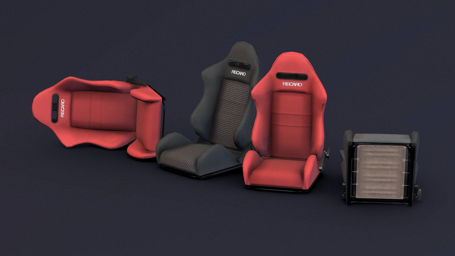 [UPLOADED ON 22/03/2021]
80's Recaro bucket seats.

Modelled in Autodesk 3DS MAX.

UV unwrapped in Autodesk Maya.

Textured in Substance Painter 3d model