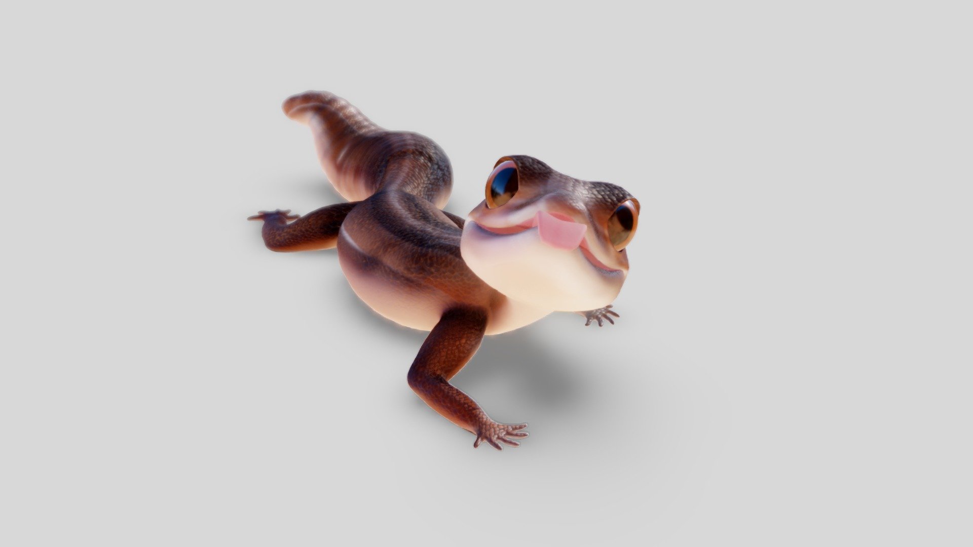 The model used for preview in Sketchfab is not rigged, but the model in the additional files is fully rigged.

The additional file contains 2 .Blend files and a .FBX file.
The first .Blend is set up and ready for use with Cycles, the 2nd .Blend file is set up for use with a beta build a Blender with Eevee.

A complete PBR texture set is included for the body. The mouth, tongue and pupils only use a color map each.

I love geckos. Been wanting to do something artistic with one for a long time. For a long time, I was even trying to incorporate a gecko or lizard into my personal branding. Never could figure out something I liked.

I was smiling the entire time I was sculpting and retopoing this little dude!

Mouth and tongue have been modeled and rigged with the rest of the model! - Fat Tailed Gecko - Buy Royalty Free 3D model by Zero One Designs (@zodesigns) 3d model
