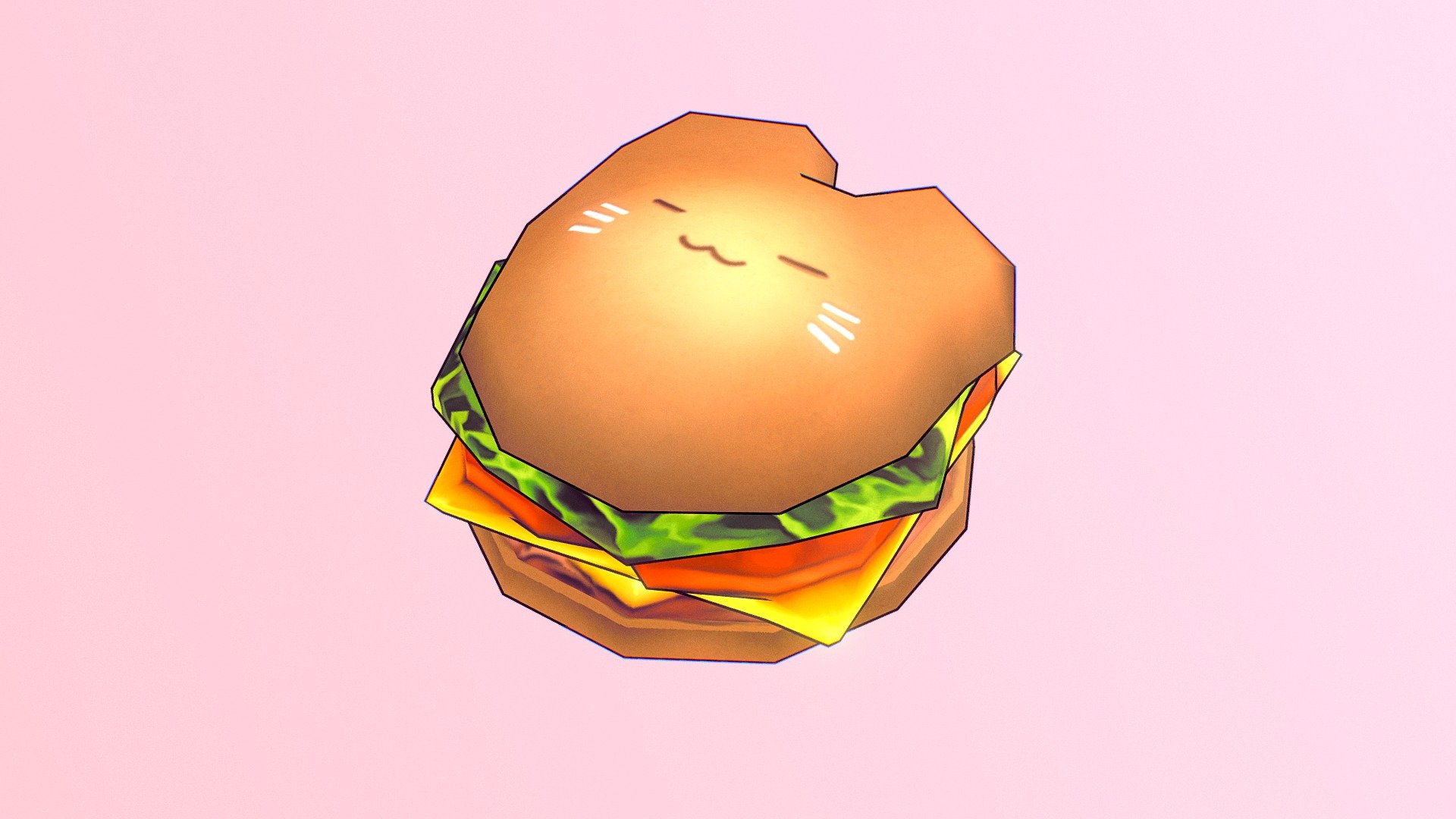 cute cat shaped sandwich burger thing. low poly - Purrger - 3D model by trsdz 3d model