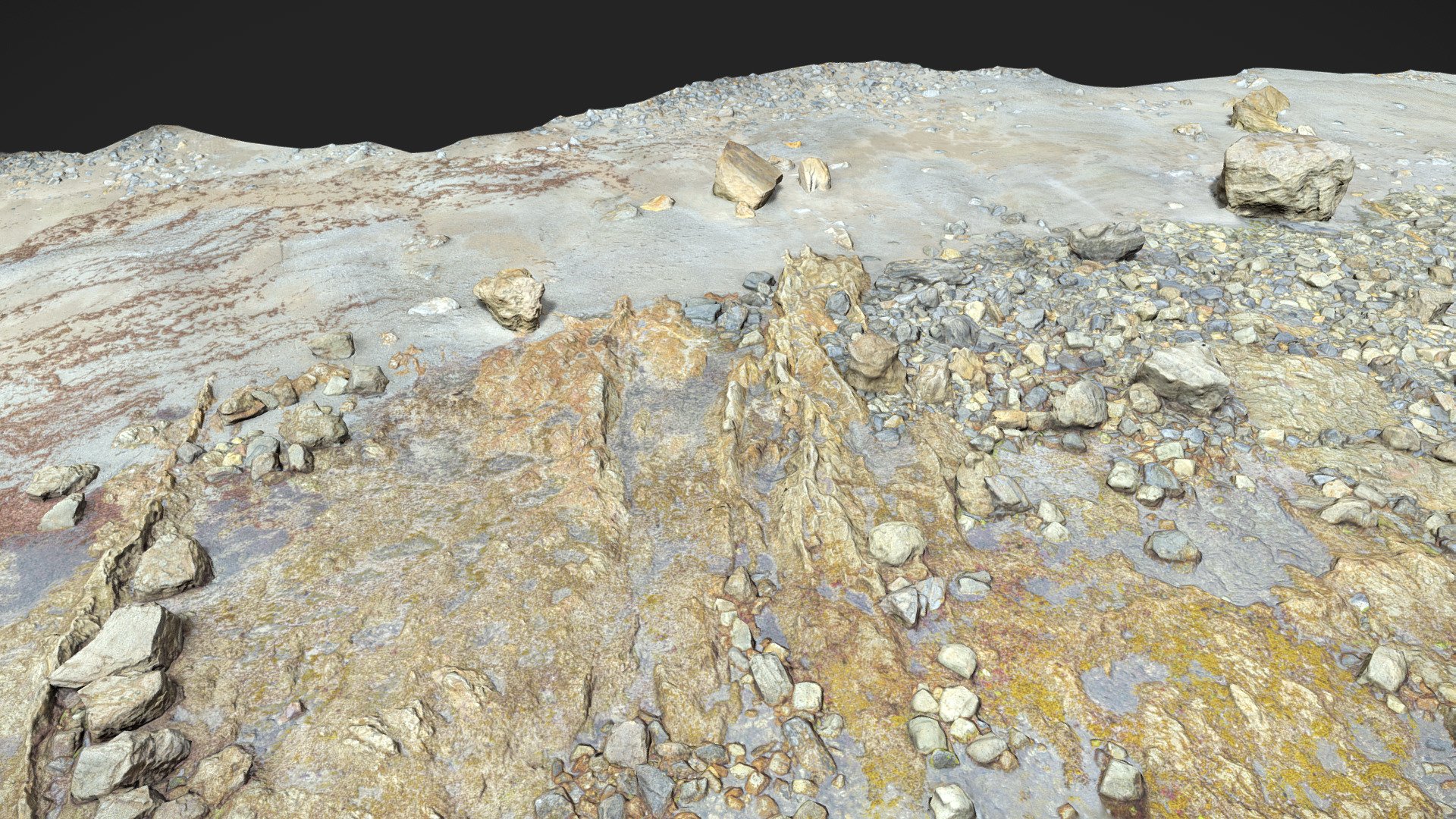 Captured in neutral lighting conditions. Feel free to rotate the lights.

Big Coastal Beach Rock Stone Ground Scan with up to 16K PBR textures: 




Albedo

Normal

Roughness

Displacement

Ambient Occlusion

Rendered in Cycles with displacement + adaptive subdivions:


Additional Files contain:




blender source file + packed textures

.fbx

.obj

textures 16k

Please let me know if something is not working as it should 3d model