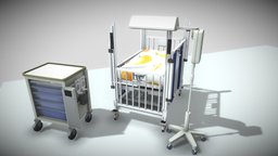 pediatric intensive care unit crib bed Low-poly