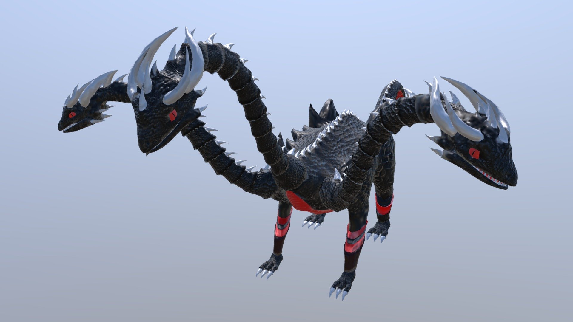 A Dragon with more Heads and Animations 3d model