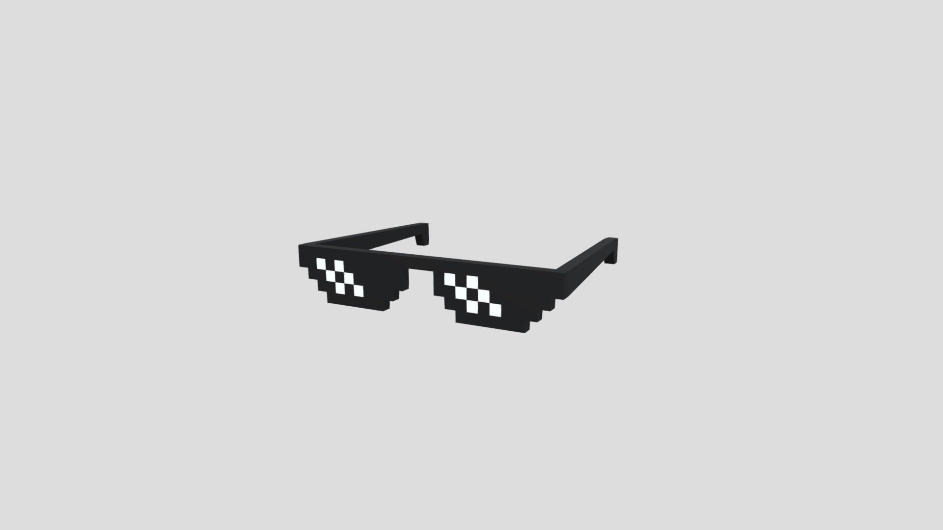 Textures: 32 x 32, Two colors on texture: Black and white.

Materials: 1 - Pixel Sunglasses

Flat shaded.

Mirrored.

Subdivision Level: 0

Origin located on middle-center.

Polygons: 900

Vertices: 296

Formats: Fbx, Obj, Stl, Dae.

I hope you enjoy the model! - Pixel Sunglasses - Buy Royalty Free 3D model by Ed+ (@EDplus) 3d model
