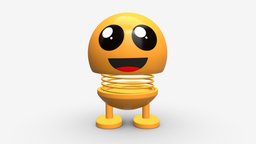 Car spring toy figure 03 happy smile object, automobile, symbol, cute, toy, playing, drive, fun, spring, panel, ride, auto, smile, emotion, dashboard, 3d, vehicle, pbr, car, plastic
