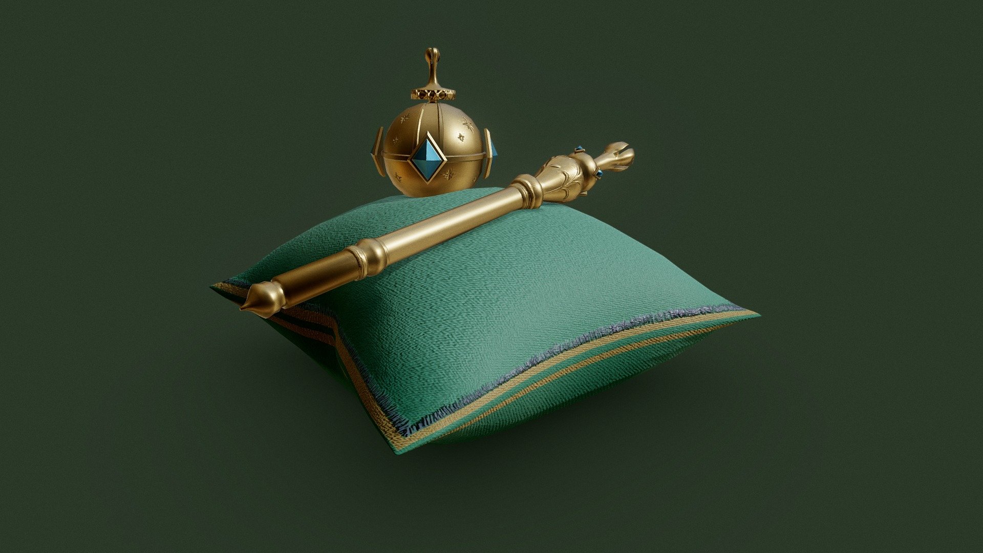 Modeled in 3ds Max and textured in Substance Painter - Orb and Scepter - Download Free 3D model by Ramón Ruiz (@ramon.ruiz) 3d model