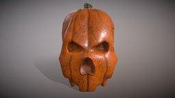 Pumpkin-skull Low-poly low-poly-model, skull, halloween, pumpkin, spooky, scarypumpkin