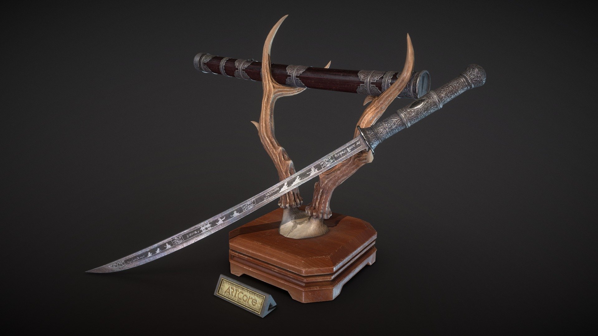 緬刀是世界十大名刃之一，不管是刀身還是刀鞘都有著精美的裝飾與紋樣，是一件華麗無比的武器。

The Burmese Dha Sword is one of the top 10 famous Sword in the world. Both the blade and the scabbard have exquisite decorations and patterns, it is a gorgeous weapon.



- - -



👇Next-Generation PBR 3D Model Online Course 線上課程👇

https://www.artcore.cc/Mby7J

課程將使用現今市場主流的3D軟體，完整講解次世代模型的製作流程，

也藉此介紹如何將參考圖中的細緻雕紋擷取、製成Alpha轉貼到模型上。



- - -



ARTcore 阿特學院│最專業的數位美術教學平台

🎨原畫 / 遊戲 / 動畫 / 影視 / 特效🎨 現學現賣



Facebook 👉 https://fb.com/artcore.com.tw

Instagram 👉https://www.instagram.com/artcore_tw

Youtube 👉https://www.artcore.cc/youtube

ArtStation 👉 https://artstation.com/artcore_artcore
 - 緬刀 Burmese Dha Sword (Game/Weapons) - 3D model by ARTCore 阿特學院 (@artcore) 3d model