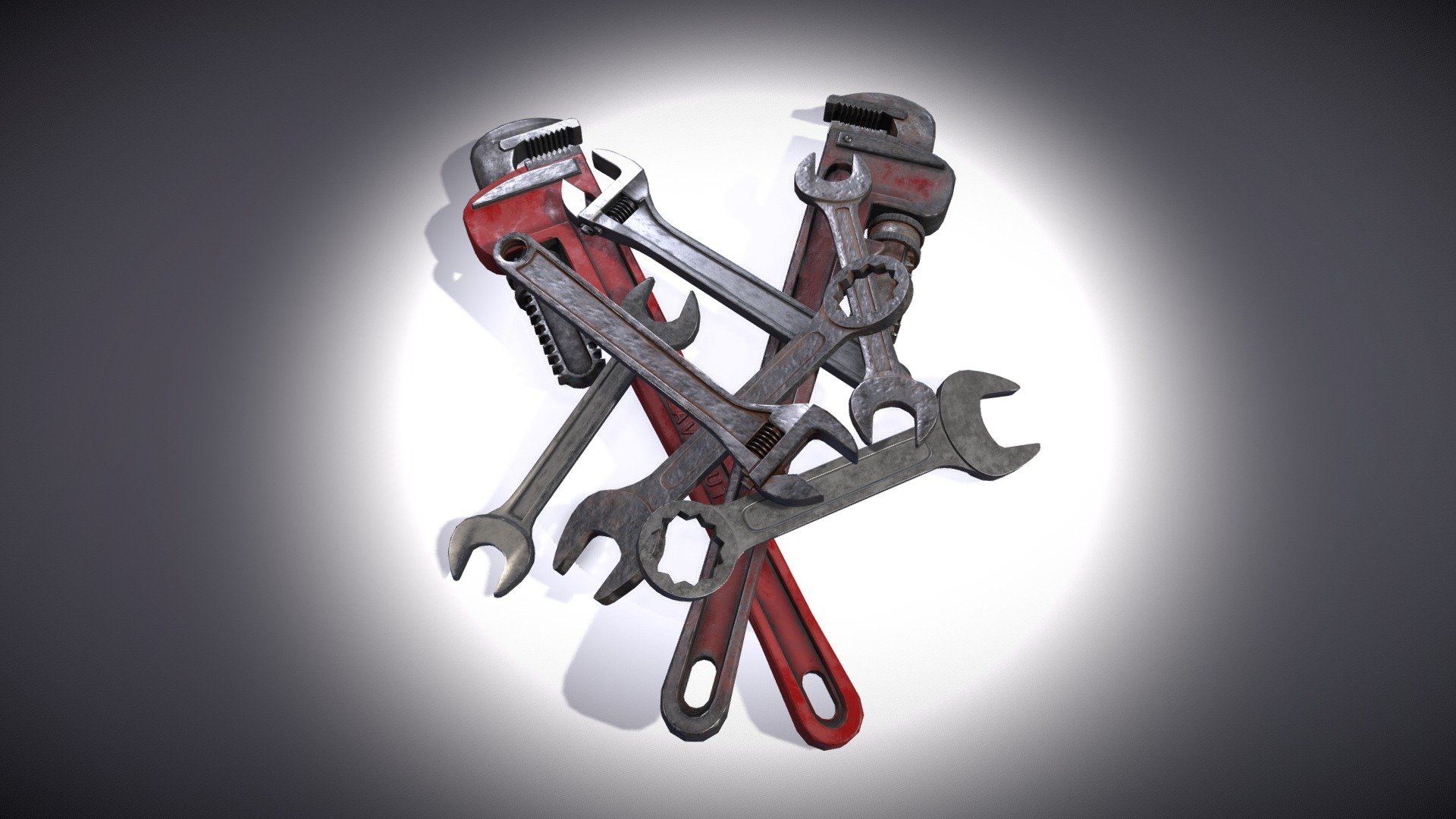 Collection of Spanners/Wrenches - Includes Clean/Used and Dirty/Dilapidated variant texture set.


2k PBR Textures • Albedo • Metalness • Roughness • Normal • AO


Additional file contains .fbx of each asset centered and all textures 3d model