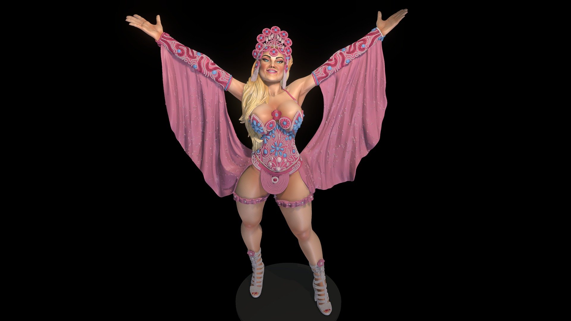This is a passion project of mine: a Brazilian carnival queen, based on one of my eternal muses, Ellen Rocche. It's a costume she wore in 2014's parade, which I really liked.

This is the original model for my April Patreon release. She comes in a NSFW version too, and ready for 3D printing!

If you like my work and want to support me, or if you want to get a constant stream of sexy characters for 3dprinting for a signature price, please consider pledging for my Patreon page:

patreon.com/torridaminis - Carnival Queen - 3D model by Torrida.minis (@torridaminis) 3d model