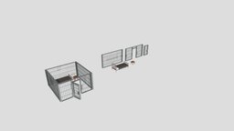 Prison Cell bed, cell, bars, prison, jail, maya, lowpoly, chair, 3dmodel