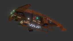 Sci-Fi Airship mothership, hover, huge, airship, aircraft, boss, machine, vehicle, sci-fi, spaceship
